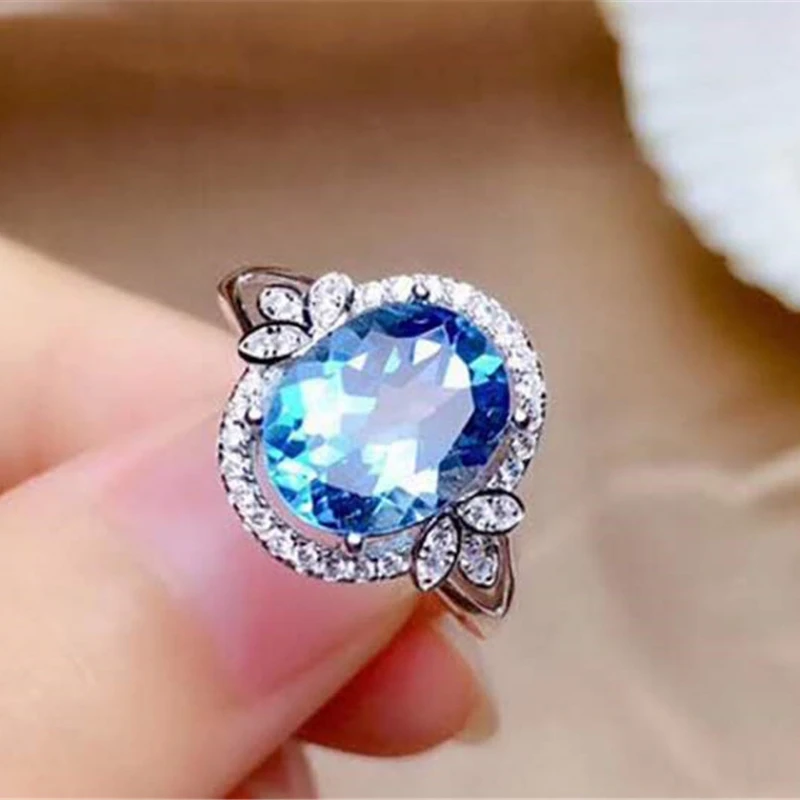 

BAOSHIAN Water Drop Rings for Women Blue Zircon Crystal Finger Ring Party Wedding Fashion Jewelry Whole Sale Dropship Suppliers