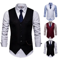 2022 mens slim fitting v neck vest 4 colors into the new british suit material non ironing solid color suit vest