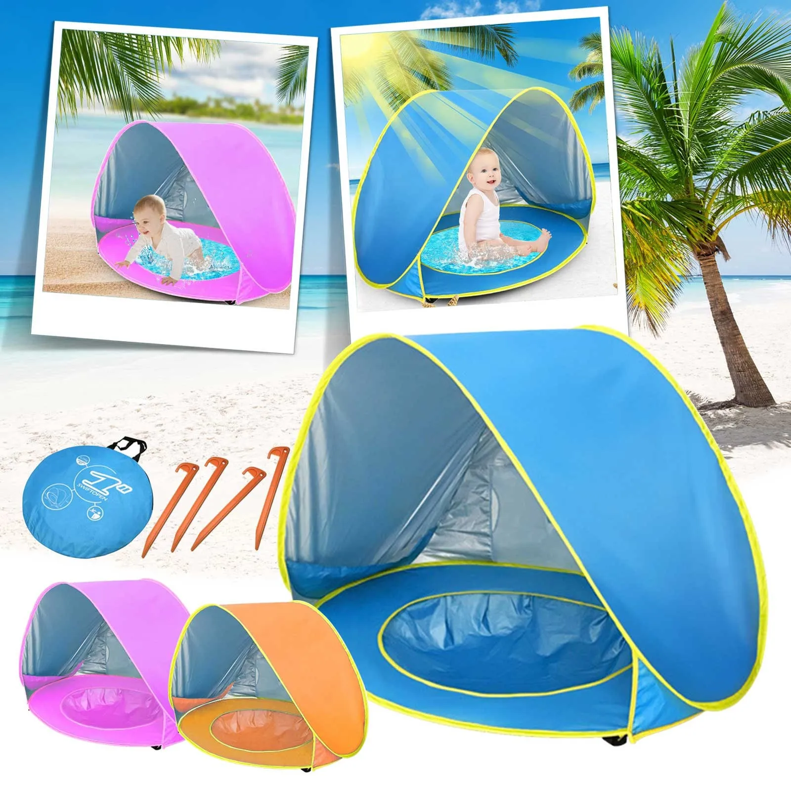

Arm Floats for Kids Baby Beach Tent With Pool News 2022 Easy Fold And Unique Sea World Baby Tent 50+ UPF Rubber for Bath