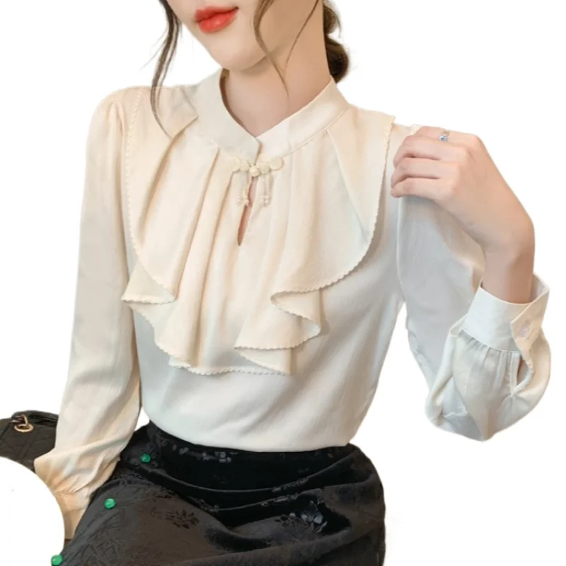 Женская одежда с оборками новинка 2024 Ранняя осень топ уникальным дизайном