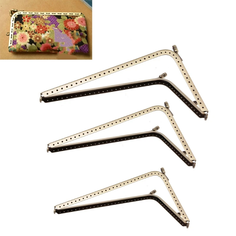 

M6CC 1Pc DIY Purse Handbag Handle Coins Bags L Shape Metal Kiss Clasp Lock Frame