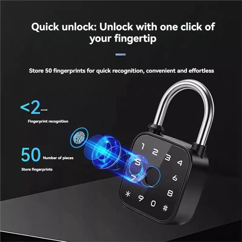 Фото ABMH-Tuya APP Умный замок с отпечатком пальца и паролем, Bluetooth, миниатюрный, водонепроницаемый, биометрический электронный замок для шкафчиков, багажа, спортзалов №4