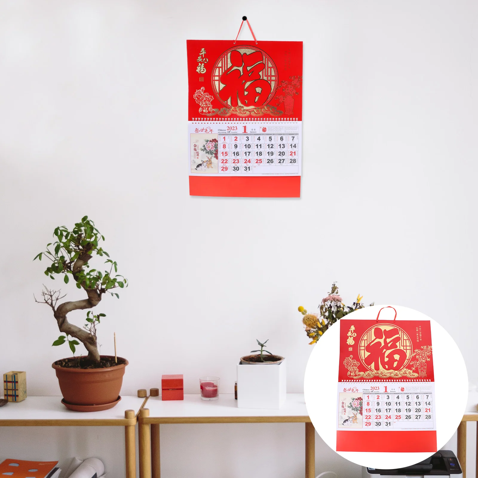 

Календарь с китайским годом, Лунная стена кролика, новый ежедневный ежемесячный традиционный семейный декор, подарок, бумажный знак зодиак...