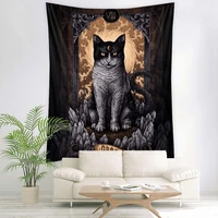 tarot black cat illustration wall hanging tapestry art deco blanket curtain bedroom living room decoration