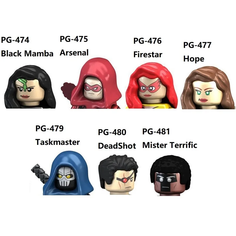 

Черная Мамба, Арсенал, Firestar Hope, Taskmaster, мистер, потрясающий Дэдшот, супергерой, строительные блоки, мини Экшн-фигурки, игрушки