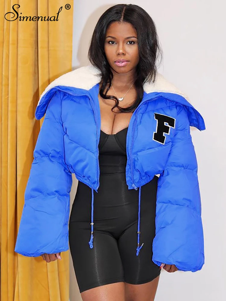 Simenual белая куртка с отложным воротником женское короткое пуховое пальто