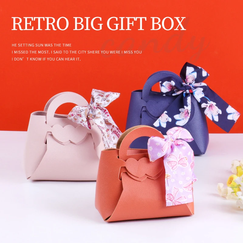 

Wedding Gifts Bag for Guests Newborn Gift Box Wedding Christmas Favour Leather Mini Distributions Bags Candy Packaging Box