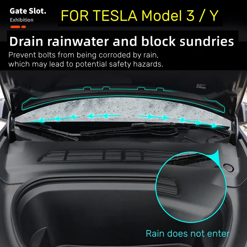 For Tesla Model Y Model 3 2022-2016 Rubber Weather Cowl Front Hood Water Strip Seal Protector Guard Dust Proof Strip