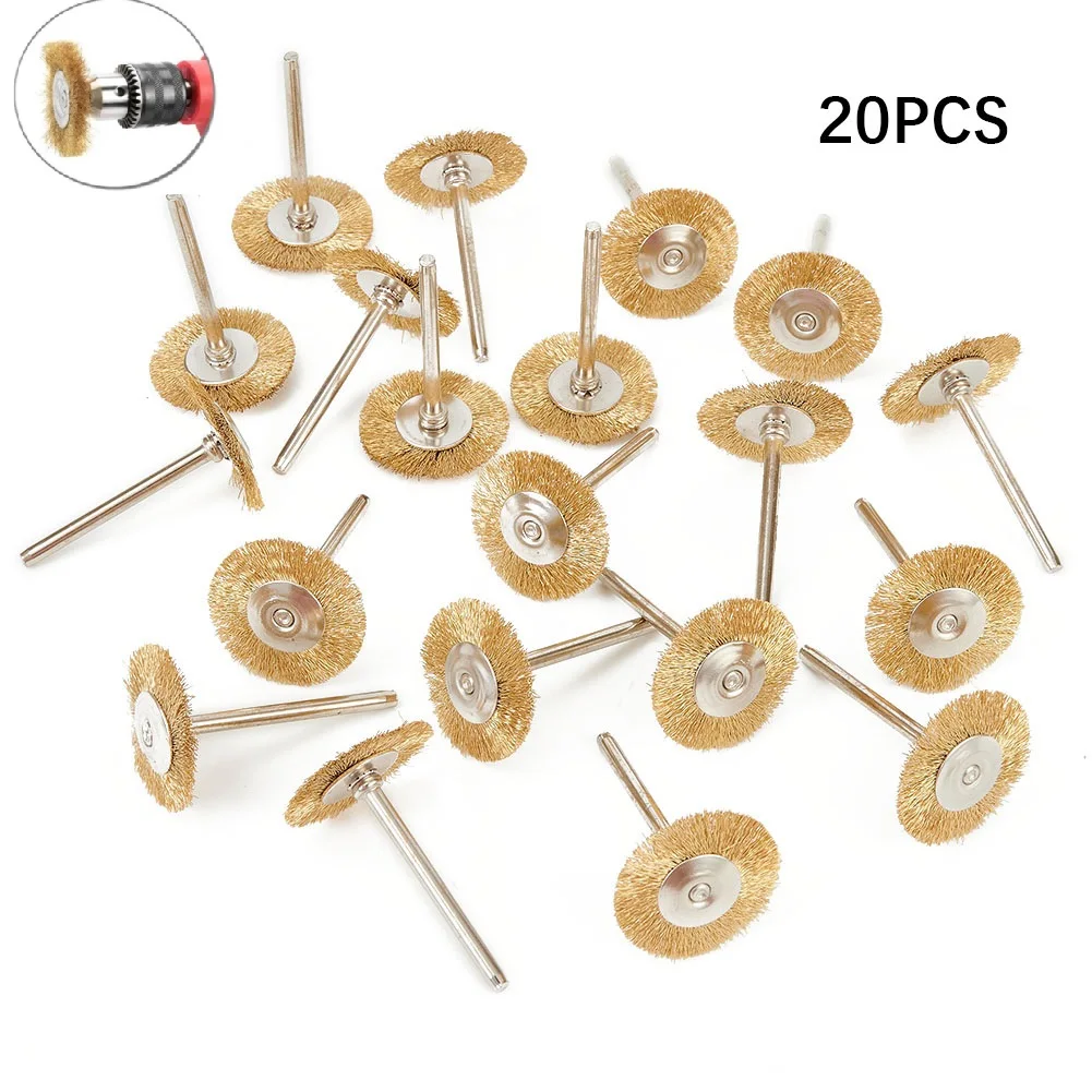 Wire Copper Wire Brushs Wheel 20PCS 3.175*25mm Accessory Brass Brushes Fittings For Grinder Polishing Replacement