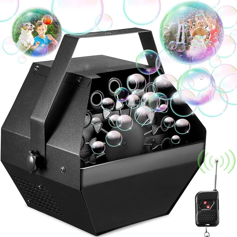 Automatic Bubble Machine DJ KTV Disco Light Fog Smoke Soap Electric Bubbles Maker Blower Output for Wedding Party Game Birthday