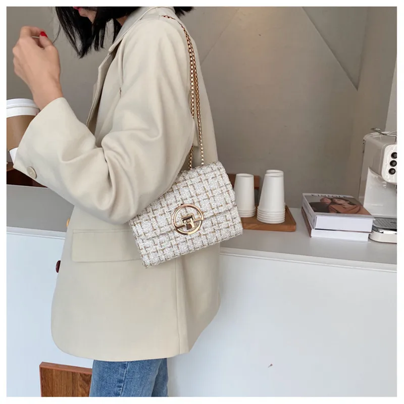 

Women's Messenger Bag New Fashion Chain Shoulder Bag Crossbody Bags Flip Small Square Bags Luxury Brand Bag Imitation Clutches