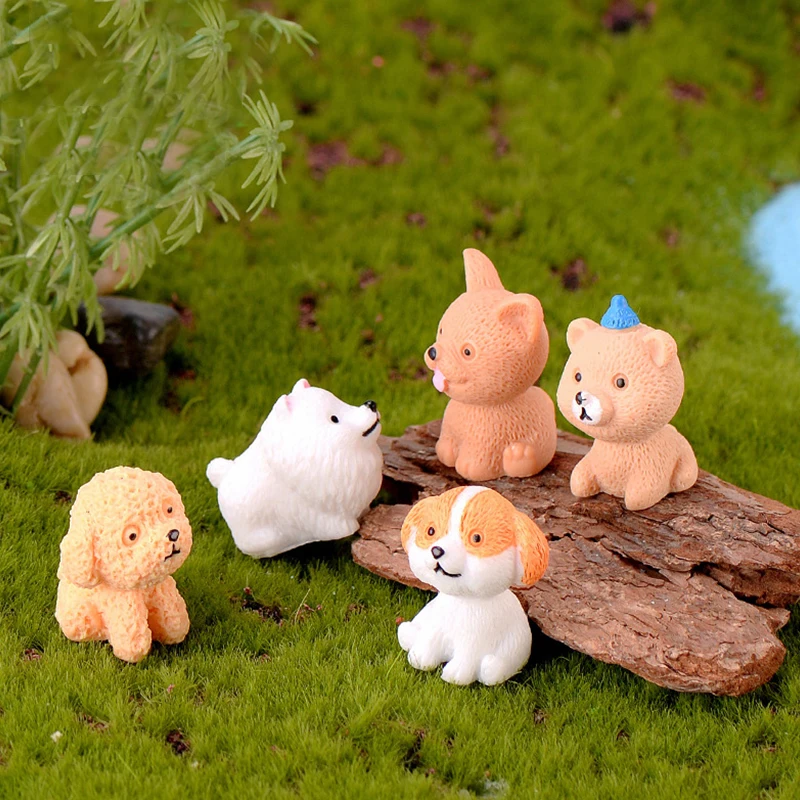 

Beautiful Cute Ornament Toy Dog Figurines Animal Statue Puppy Miniatures Pet Dolls Crafts Garden Decor Resin Decoration