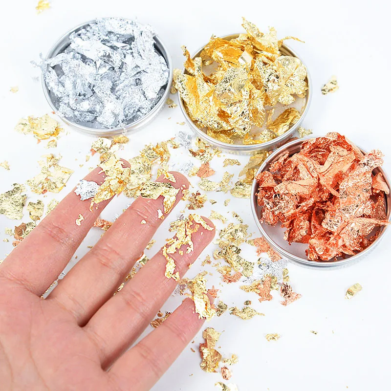 3g Imitation Gold Silver Copper Foil Crumbs Diy Nail Art Bulk Flakes Shiny Home Painting Paper Decor Supplies |