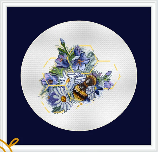Наборы для вышивки крестом Великий желтый джмель и ромашка орхидея поделки из