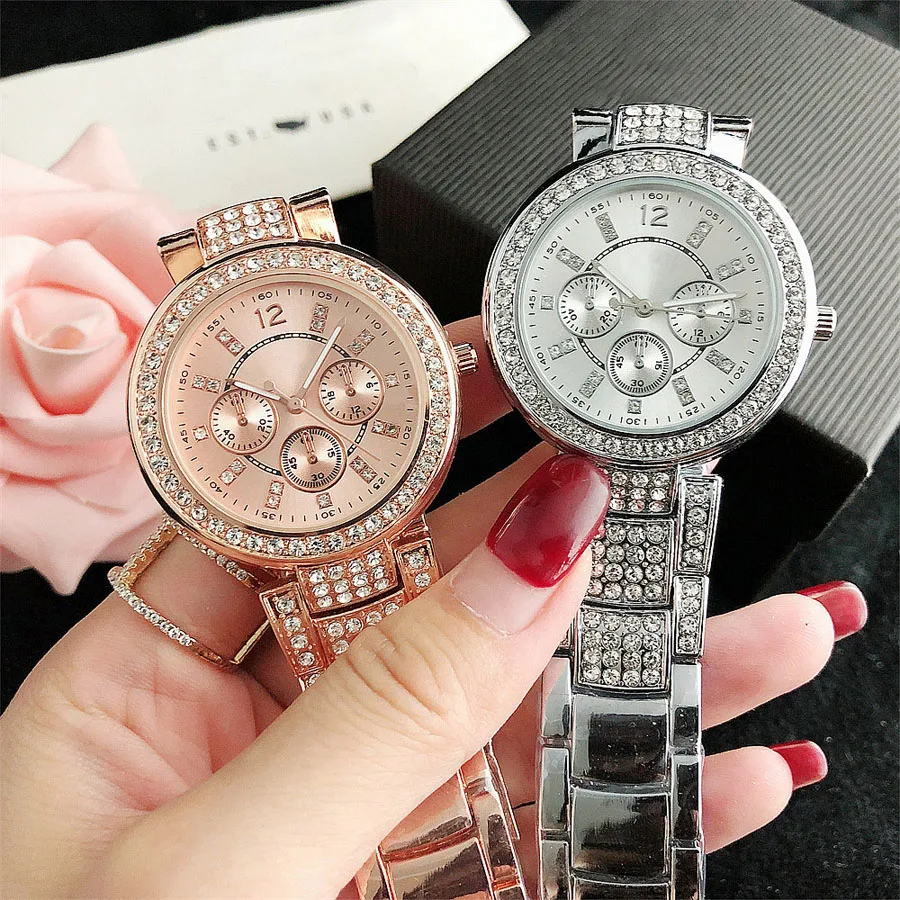 Brand Wrist Watches Women Girl Ladies Crystal Style Quartz Casual Steel Metal Band Clock fo15