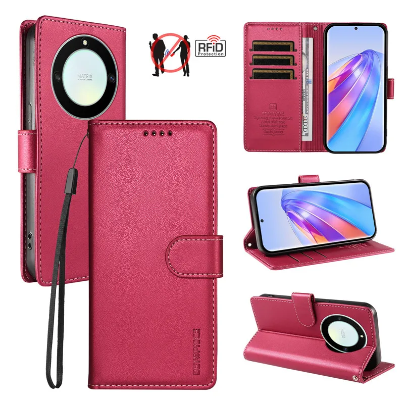 Фото Противоугонный кожаный чехол-кошелек для Huawei Honor Magic 8 7 6 5 X5C X6C X7C X8C X9C Smart Lite Plus 5G, чехол для телефона с отделениями для карт №3