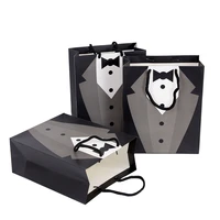 5pcs groom dresses wedding candy box with handle kraft paper bag wedding favors gift packaging handbag engagement party supplies