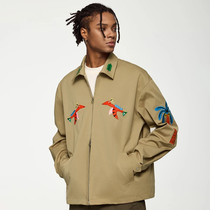 Мужская забавная короткая куртка с вышивкой осенне-зимняя новая американская