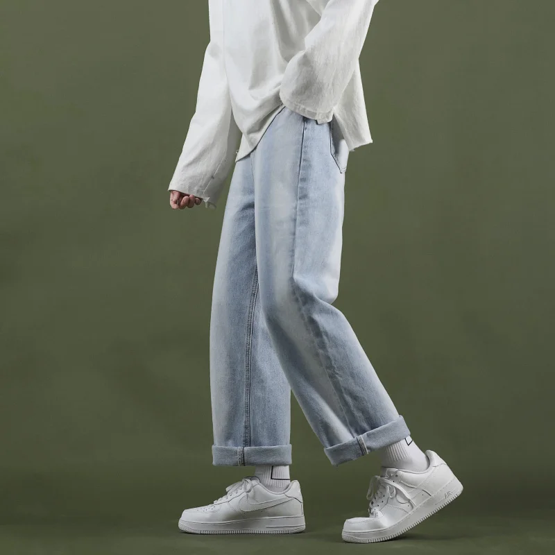 Summer Blue Black Baggy Jeans Men Fashion Retro Straight Jeans Men Streetwear Hip Hop Loose Denim Pants Mens Trousers S-2XL