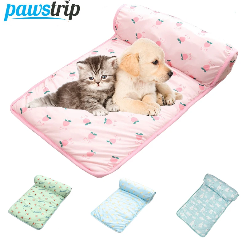

Summer Cooling Pet Dog Pad with Pillow Dog Bed Pad Blanket Breathable Ice Pad Sofa for Small Medium Dogs Cat Pet Product