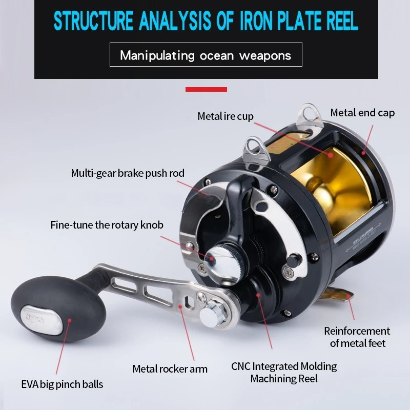 Lurekiller Game Reel Trolling TG9000 24KGS drag 8BB Carbon washers 3.4:1 0.5mm-620M Ocean Boat Fishing Overhead