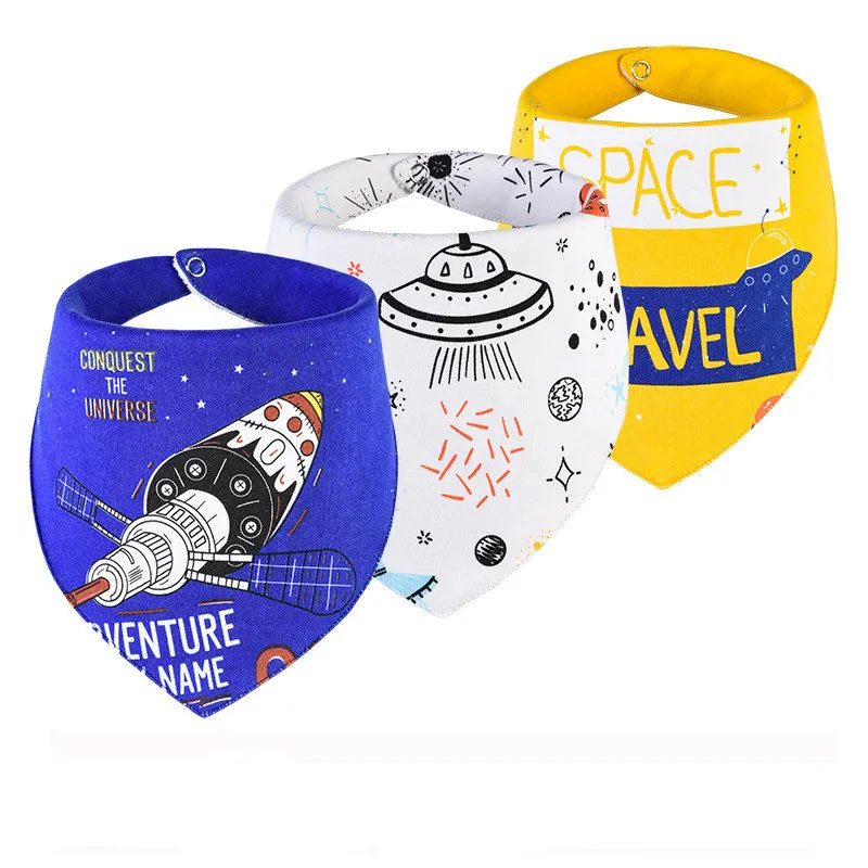 

3 pieces/lot Baby Bibs Triangle Double Cotton Bibs Cartoon Print Saliva Towel Baby Boys Girls Feeding Apron Cotton Bandana Bibs
