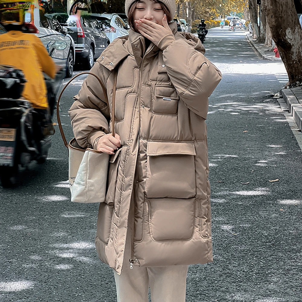 2023 new winter down cotton-padded jacket women's long Korean version of loose and thick bread jacket jacket