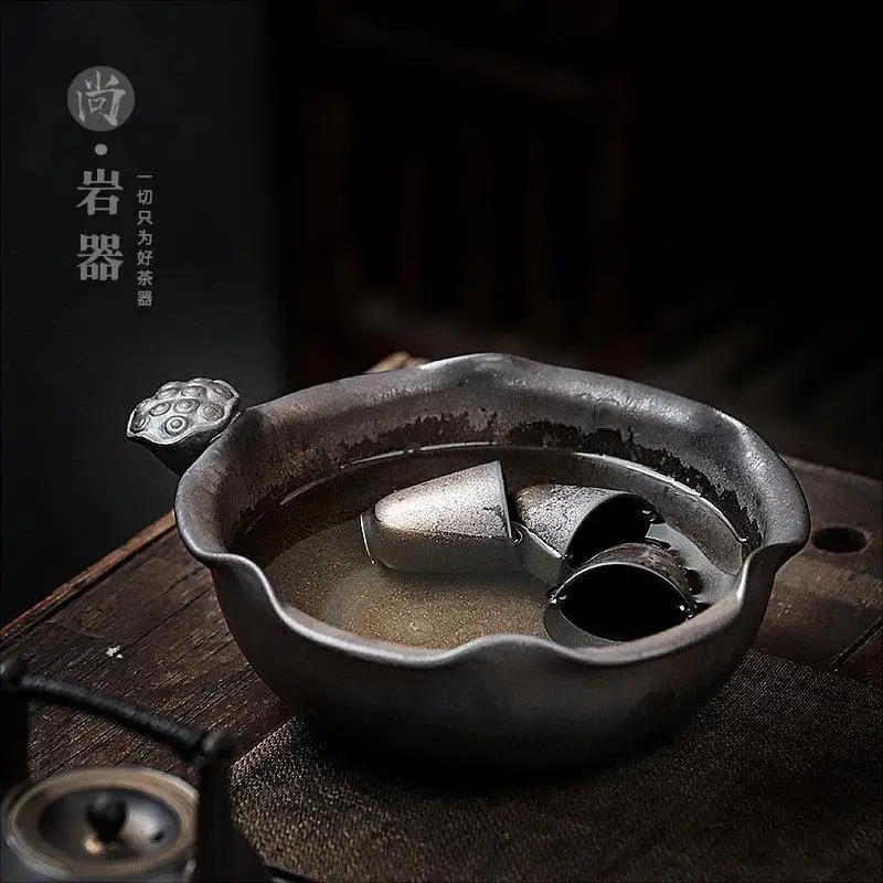 Gilding Ceramic Tea Wash Large Kung Fu Tea Ceremony Utensils Japanese Style Washed Tea Cup Wash Vintage Exhausted Tea Jar Writin