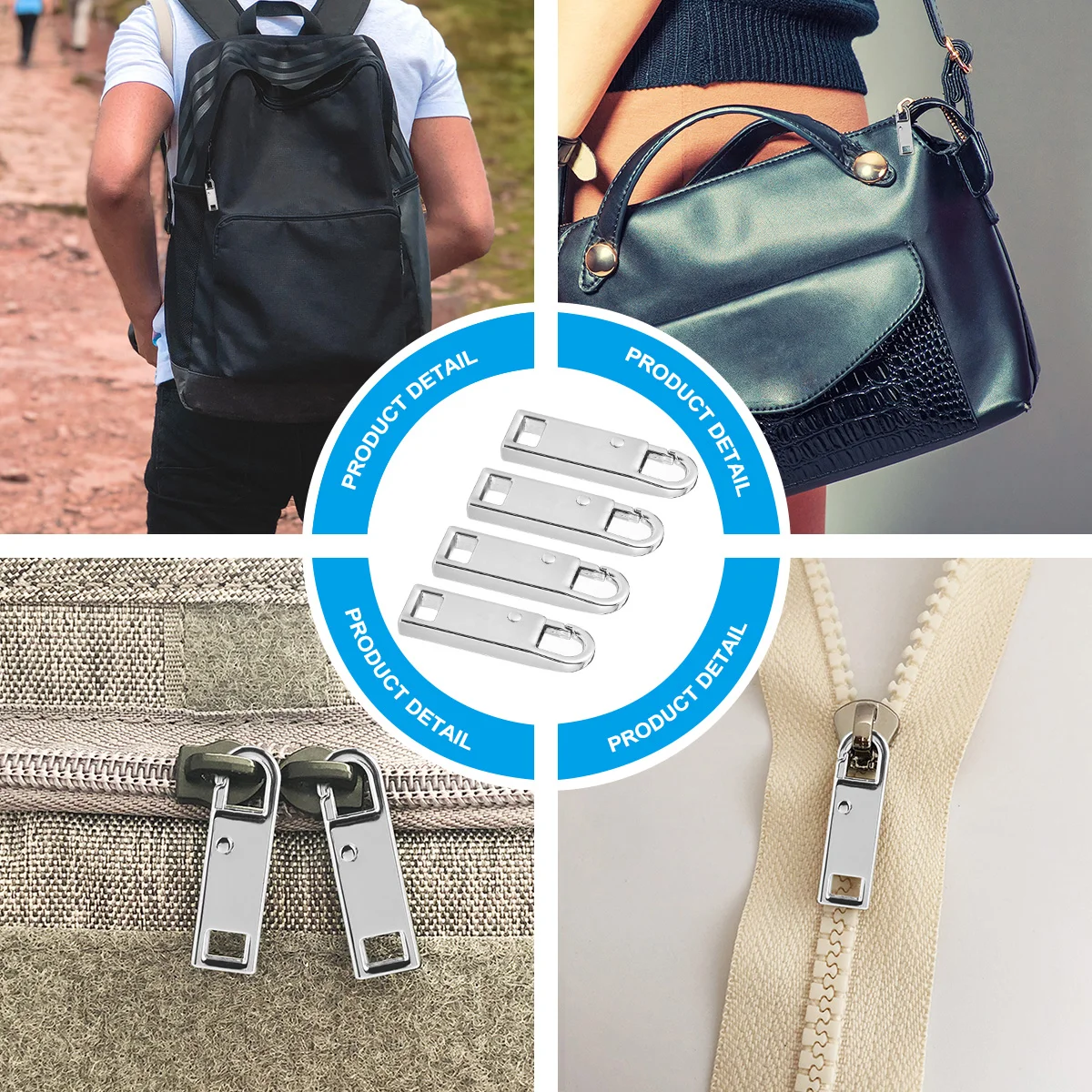 

Zipperrepair Replacement Pulls Luggage Kit Metal Fixers Head Tabs Charms Slider Cord Tag Chain Charm Tool Detachable Helper