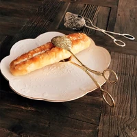 vintage retro bread steak food bbq salad toast gold tongs tool buffet kitchen 12cm cake pastry tea clips clamp cooking