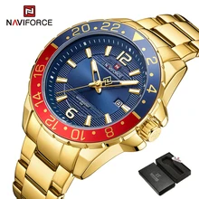 2021 New NAVIFORCE Top Brand Man Quartz Wristwatch Luxury Gold Watch Business Classic Stainless Steel Calendar Clock Waterproof