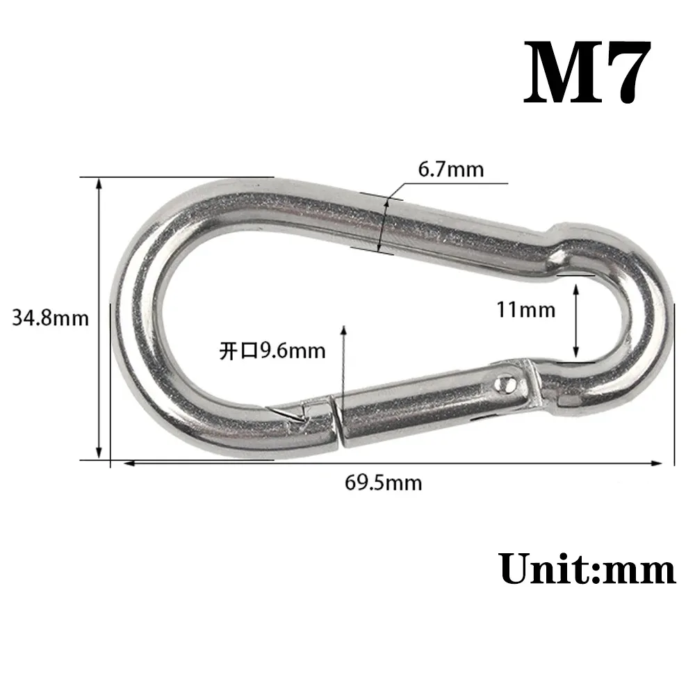 

1/2/3/5 шт. M4 M5 M6 M7 M8 304 пружинный карабин из нержавеющей стали, быстросъемное кольцо-замок, крючок-скоба