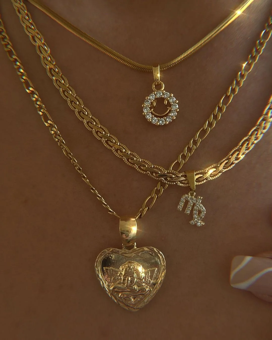 

Vintage Zircon Zodiac Pendant Necklace For Women Gold Stainless Steel Constellation Aquarius Pisces Leo Chain Choker Necklace