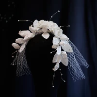 bridal gauze flowers veil hairband mori sweet headdress studio wedding styling hair accessories