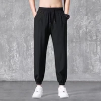 summer ice silk pants casual sports pants mens thin straight sweatpants loose korean style trend nine point leggings
