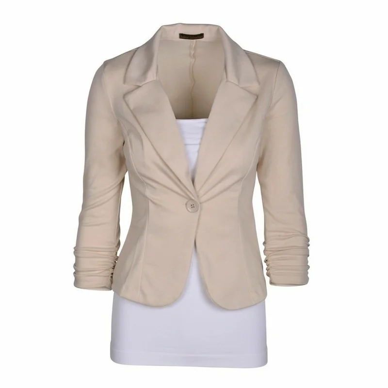 

Женский короткий Блейзер на одной пуговице, красный однотонный приталенный Блейзер большого размера с длинным рукавом, офисная одежда, нов...