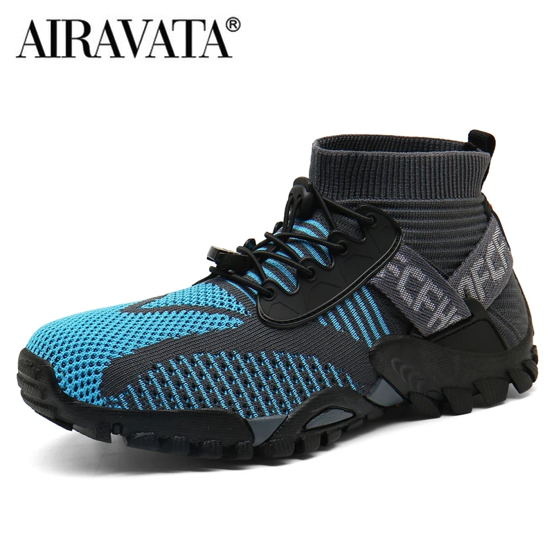 Unisex Hiking Shoes Knitted Outdoor Moutain Shoes High Top Comfort Nonslip Men Women Sneakers
