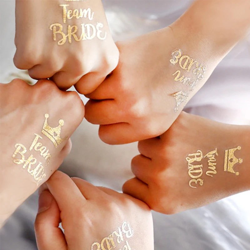 10 наклеек временных татуировок золотого цвета, водостойкие, с бронзированием, с изображением бабочек, букв и искусством на теле, фальшивые татуировки на руках, товары для свадебной вечеринки.