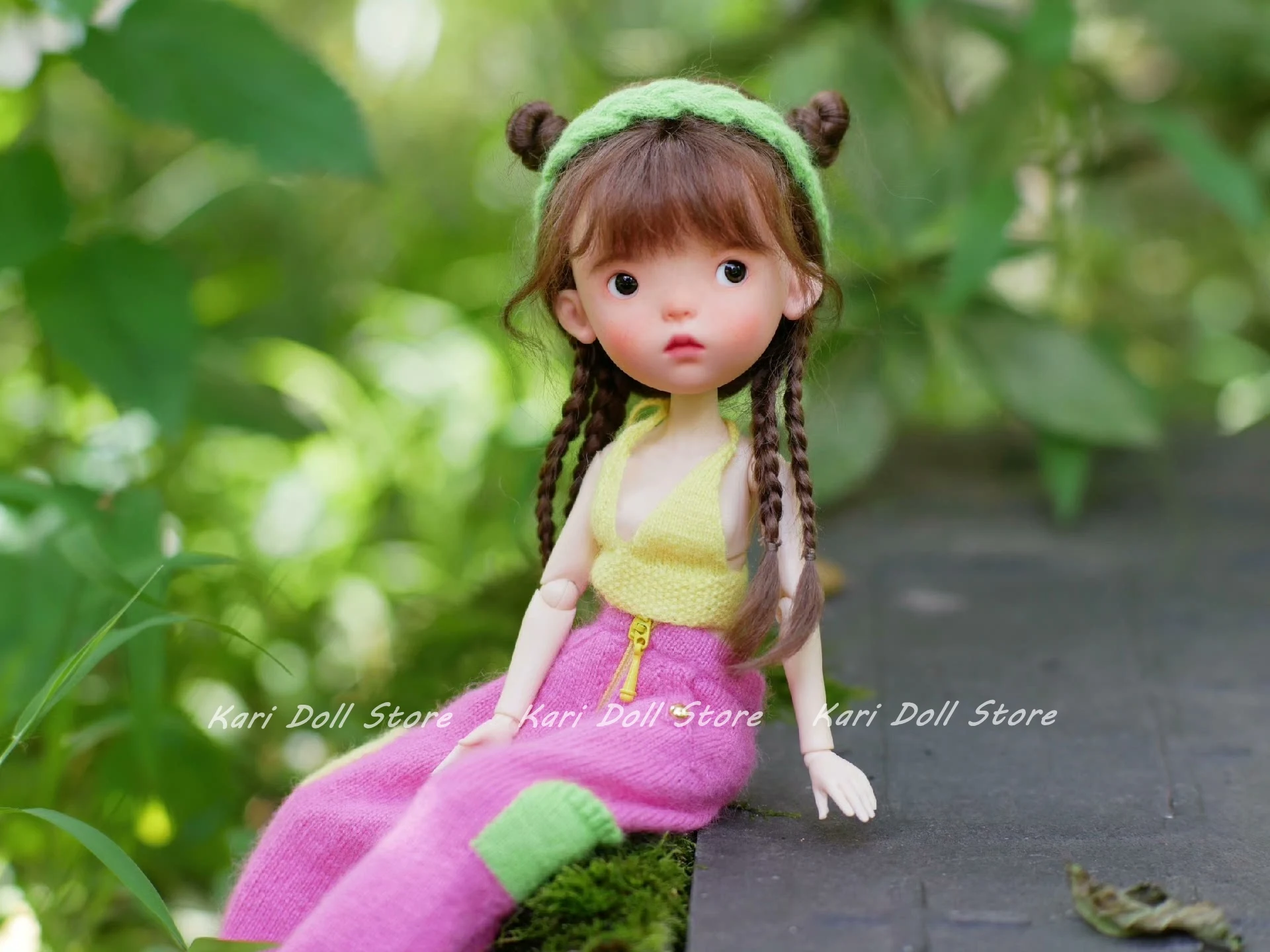 Kari Doll Одежда и юбки платье Свитер ручной работы розовый желтый комплект