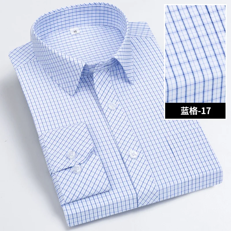 Men's White Shirt Striped Long Sleeve Loose Comfortable Fashion Casual Business Wear Professional Tooling Free Iron Slim Shirt