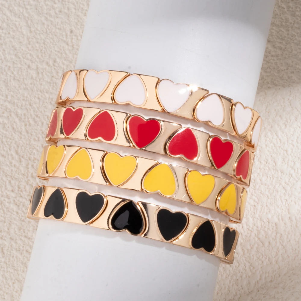 2024 браслет в форме сердца для женщин персиковые эластичные браслеты из бисера