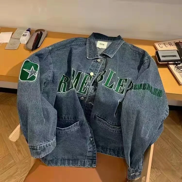 

Женская джинсовая куртка на пуговицах, свободная джинсовая куртка с длинным рукавом для отдыха, новинка весны 2022