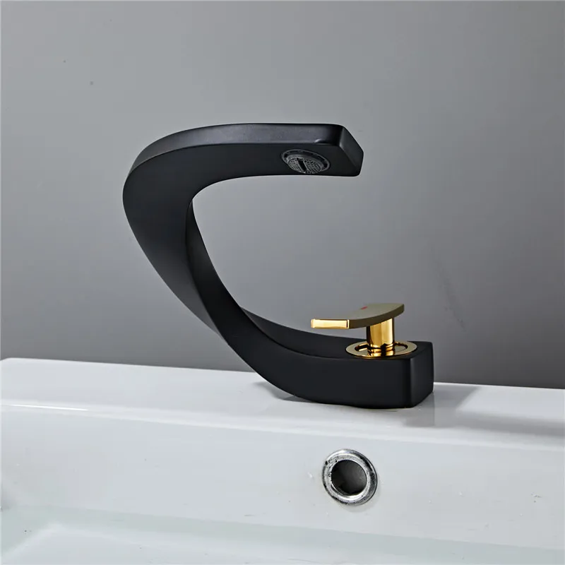 Белый/белый золотой/черный золотой латунный смеситель для раковины в ванной