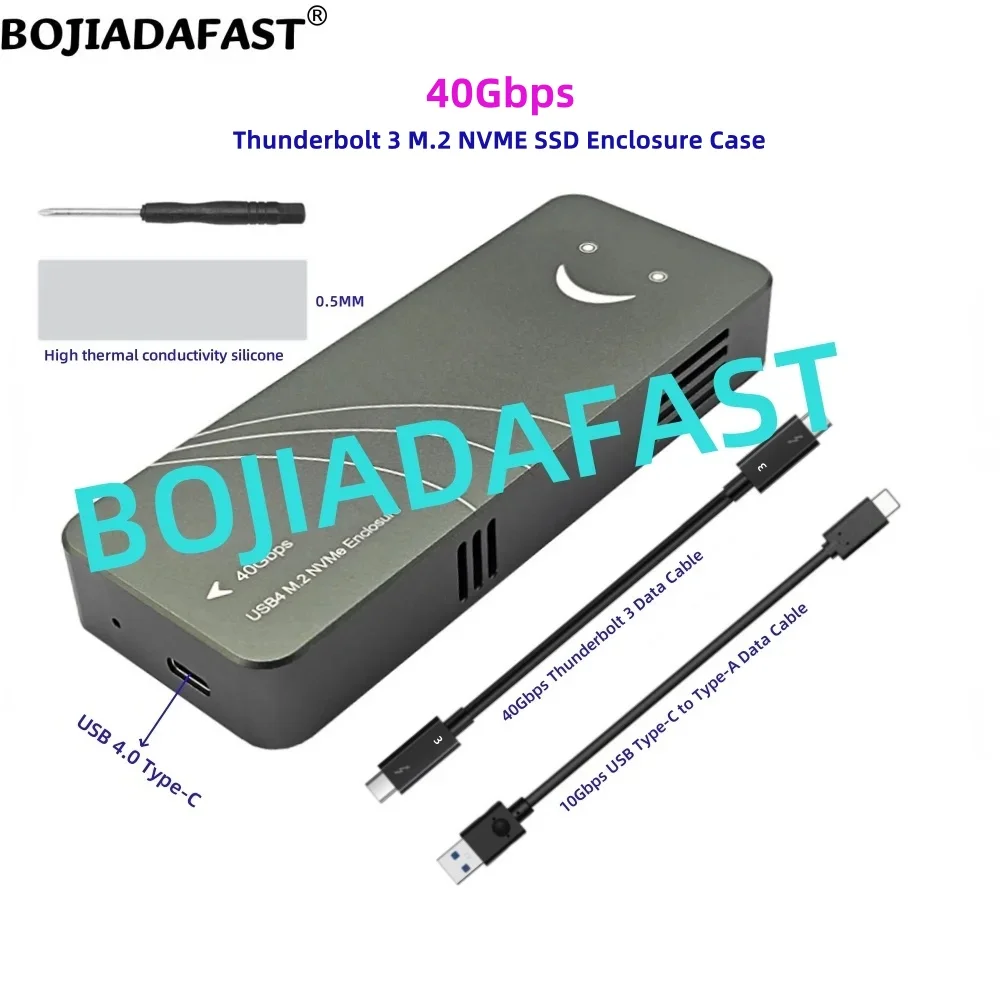 Фото Горячая новинка 2026: Корпус для SSD M.2 M-key NVMe с интерфейсом Thunderbolt 3 USB 4.0 Type-C 40 Гбит/с (ASM2464DP) + кабель Thunderbolt 3 для передачи данных №3