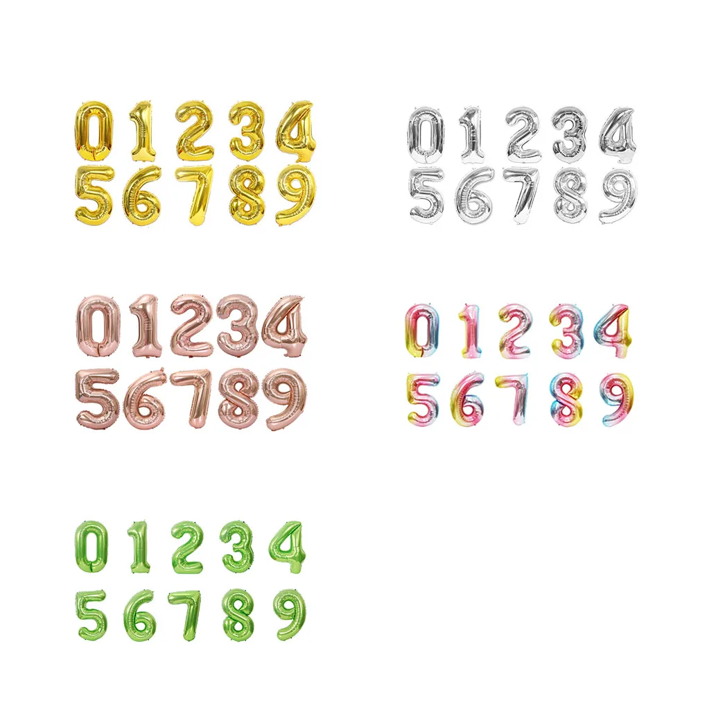 

Воздушный шар детский из алюминиевой фольги с цифрами, декор для стен дома и офиса, украшение для свадьбы, вечевечерние, градиент, зеленый, 0-9