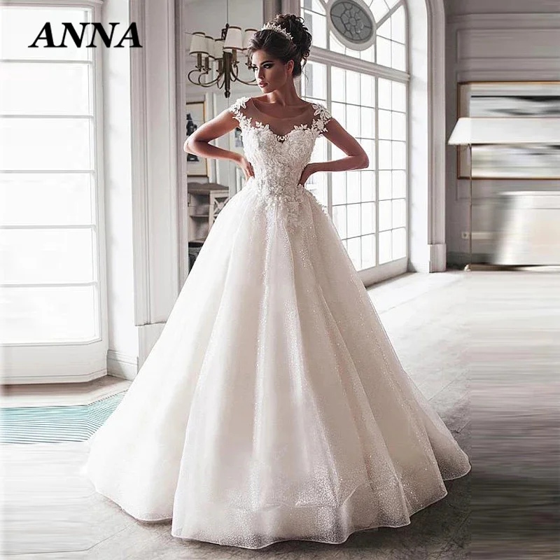 Женское свадебное платье на шнуровке Anna Beauty элегантное Тюлевое принцессы тонких