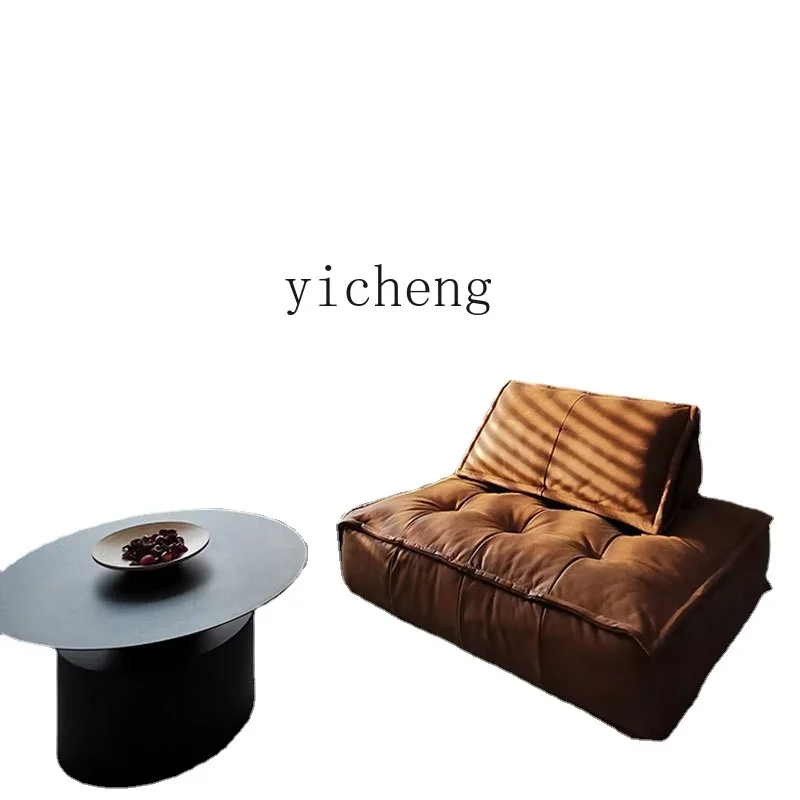 

ZC Leather Sofa Italian Nordic Living Room Single Module Tofu Square Sofa