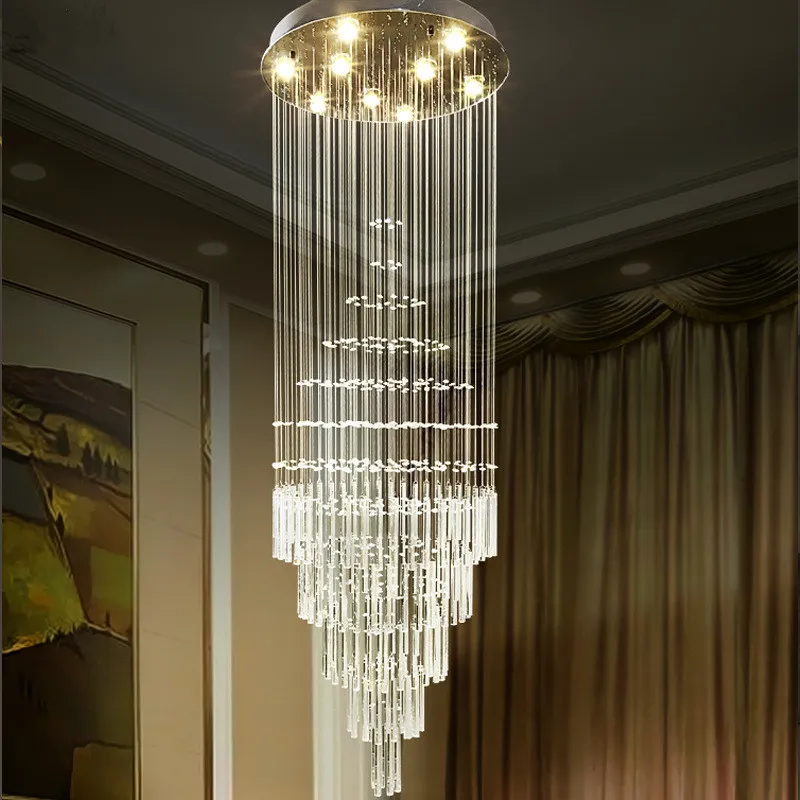

Round Crystal Chandelier Large Lobby Lamp Led Indoor Lighting Fixture For Living Room Staircase Cristal Lustre Luxury Home Decor