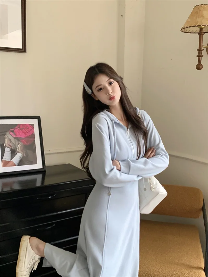 Осень 2024 платье больших размеров для полных девушек полумолния с длинными