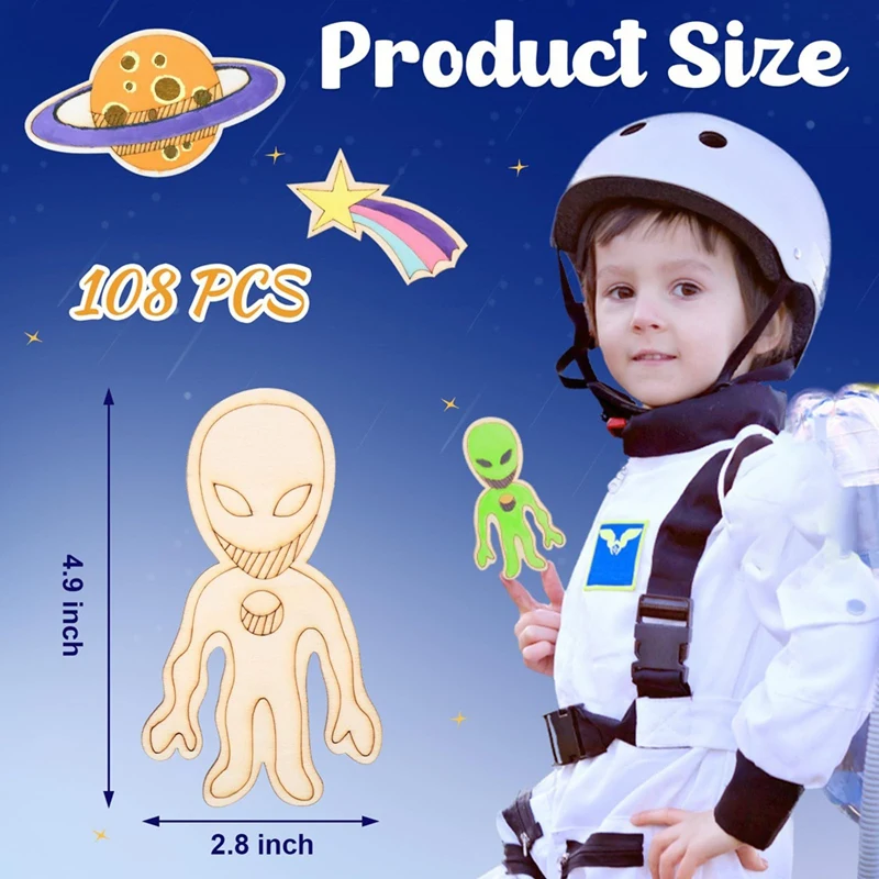 108 шт. незавершенные деревянные вырезы для космоса